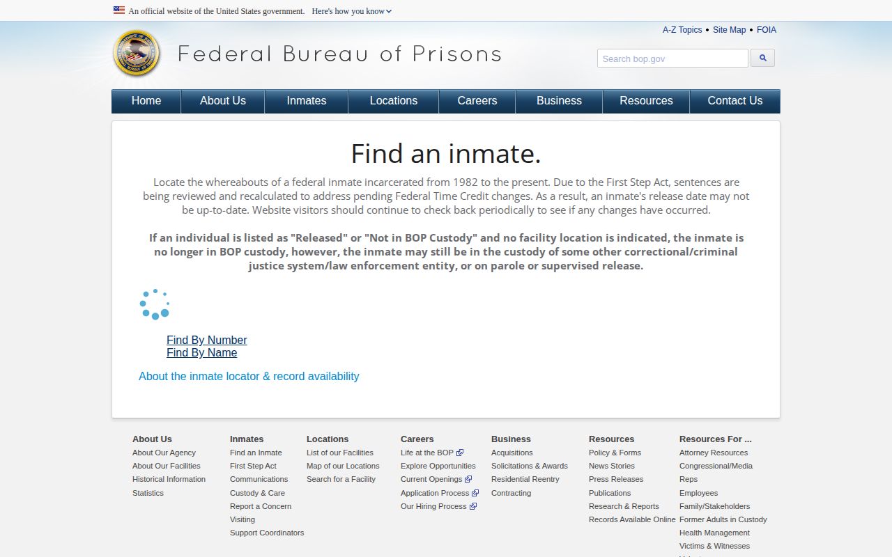 FCI Allenwood Low BOP federal release search result fields
